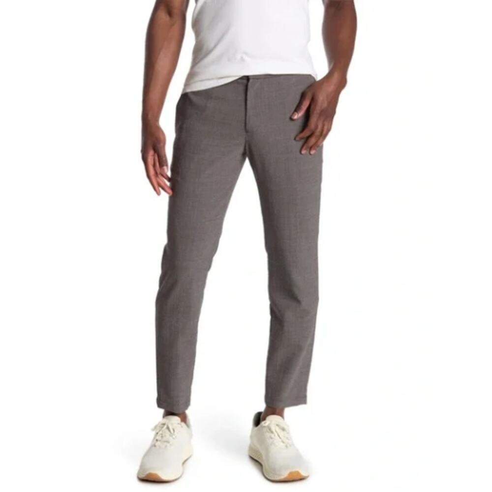 Theory Men's Curtis Regent Fit Pants Gray Houndstooth‎ Straight Leg Wool 34